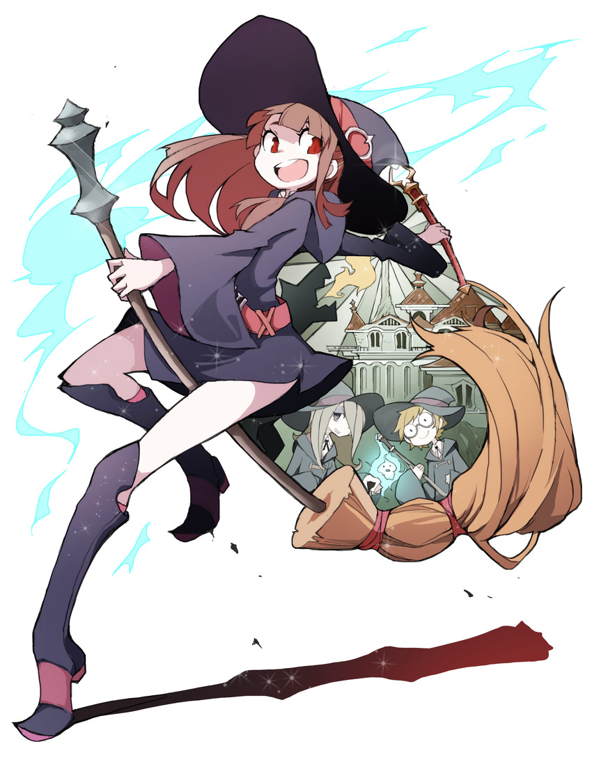 kagari atsuko, sucy manbavaran, and lotte jansson (little witch academia) drawn by tansuke