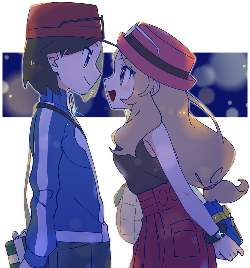 serena and calem (pokemon and 1 more) drawn by omochi_(omotimotittona3)