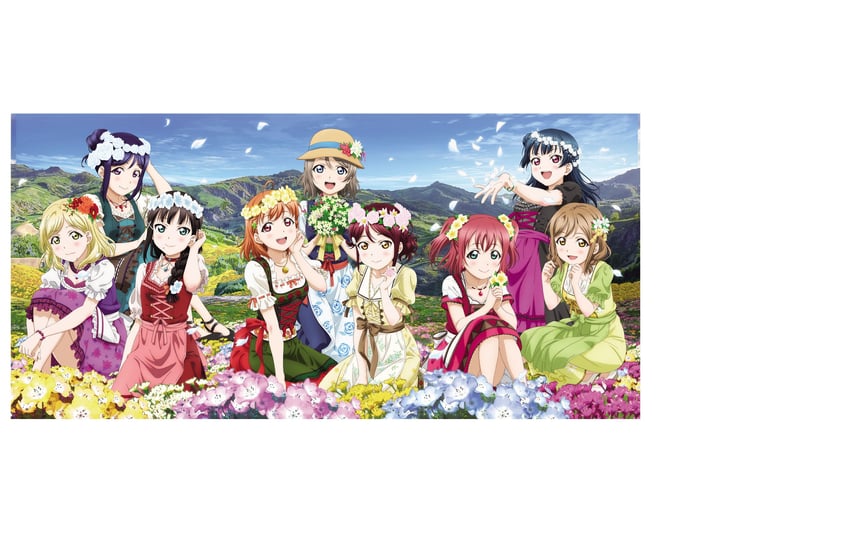 watanabe you, tsushima yoshiko, sakurauchi riko, takami chika, matsuura kanan, and 4 more (love live! and 1 more)