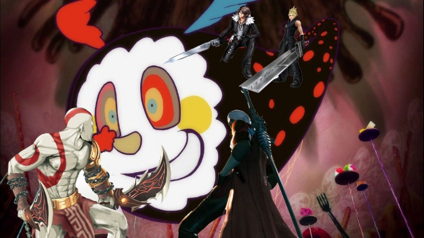 cloud strife, charlotte, dante, squall leonhart, and kratos (final fantasy and 5 more)