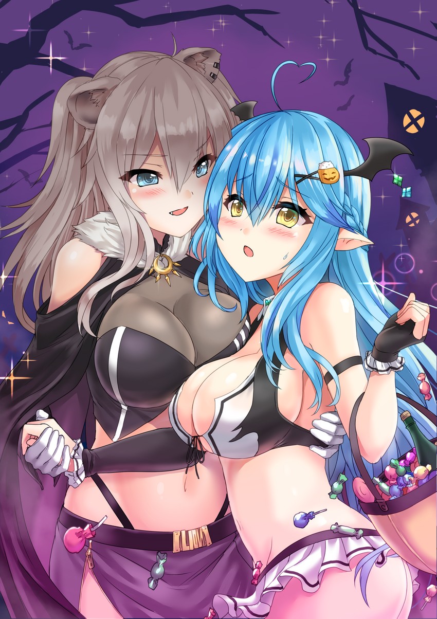 yukihana lamy and shishiro botan (hololive) drawn by miyuki_rei
