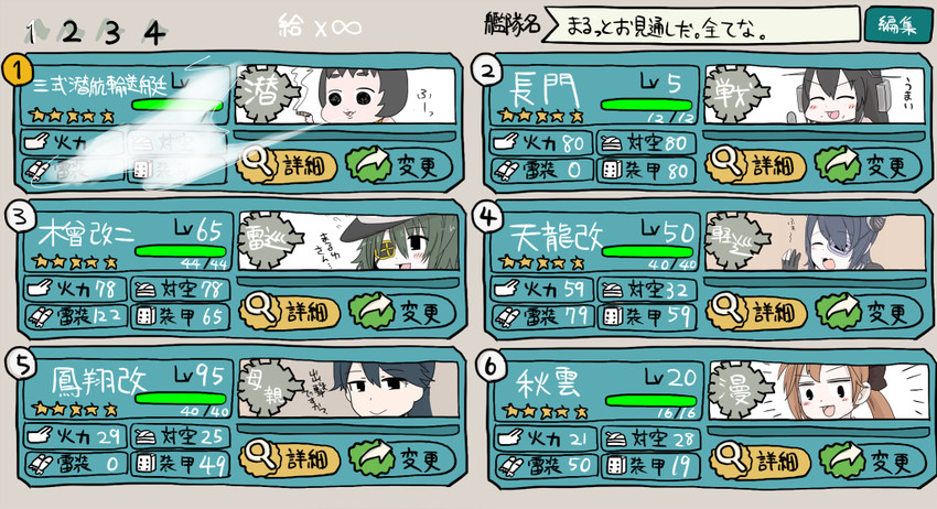 tenryuu, nagato, houshou, kiso, akigumo, and 2 more (kantai collection) drawn by gaiko_kujin
