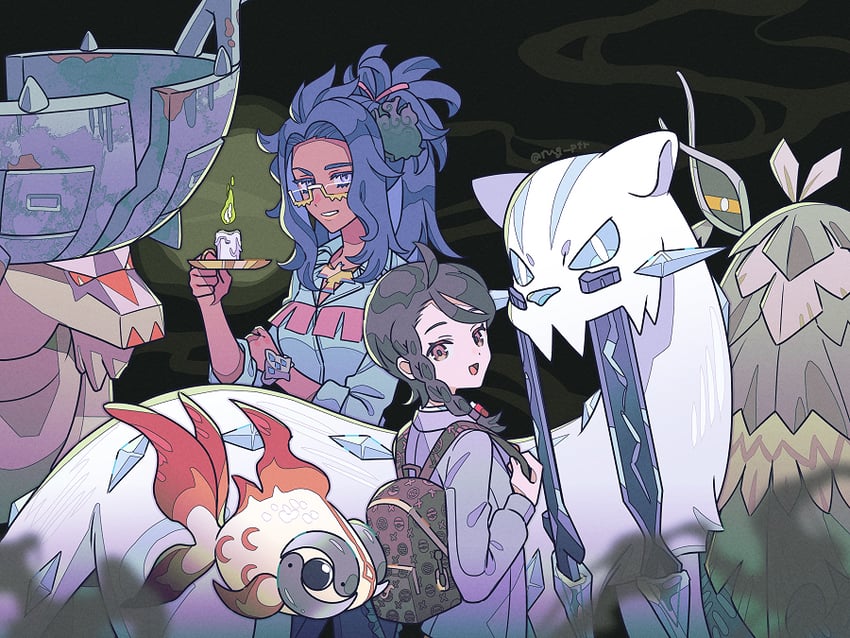 juliana, chien-pao, raifort, chi-yu, wo-chien, and 1 more (pokemon and 1 more) drawn by puteru