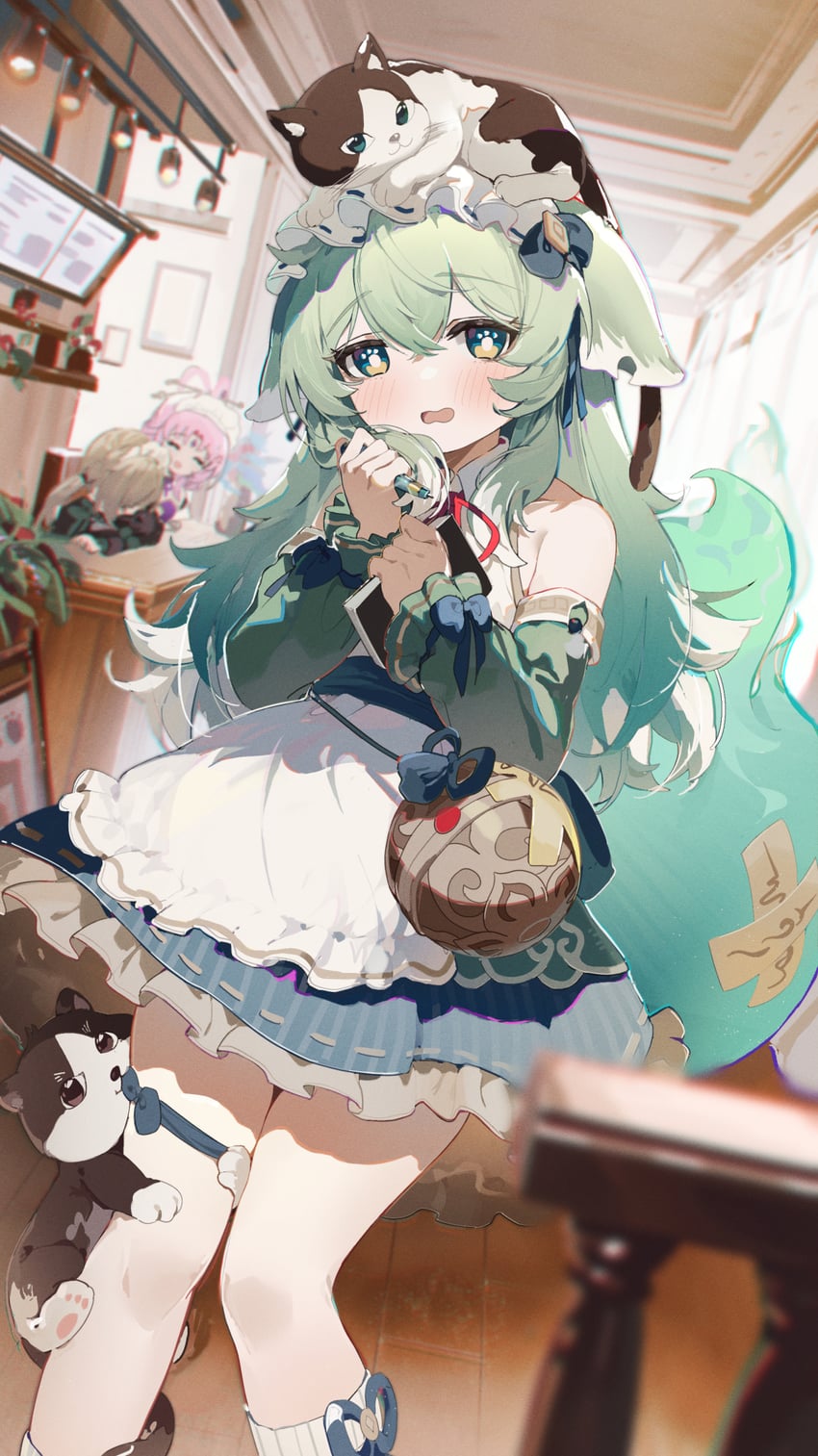 fu xuan, huohuo, and qingque (honkai and 1 more) drawn by coria