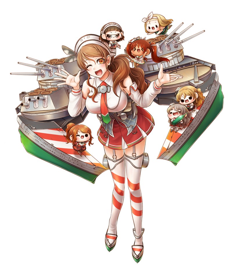 pola, libeccio, zara, littorio, roma, and 3 more (kantai collection) drawn by yumaru_(marumarumaru)