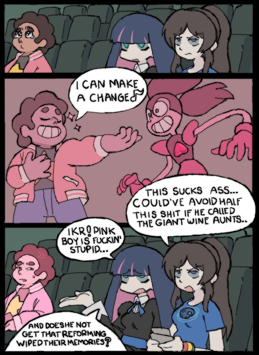 stocking, nicole, steven quartz universe, and spinel (panty & stocking with garterbelt and 3 more) drawn by pantsu-ripper