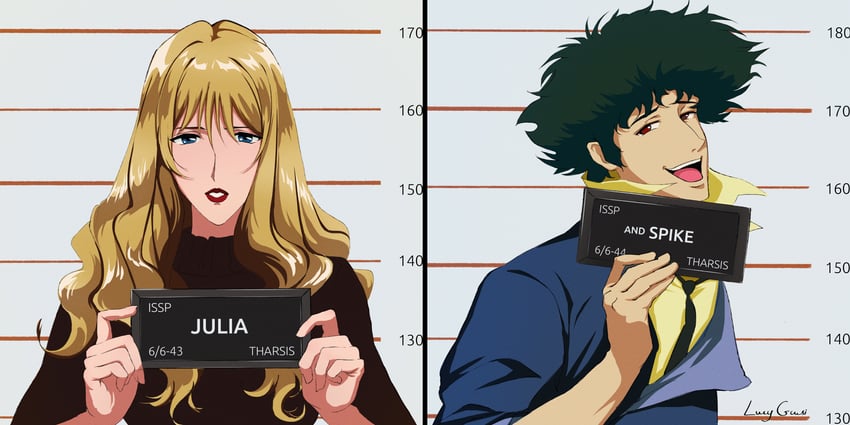 spike spiegel and julia (cowboy bebop and 1 more) drawn by lucyguusi