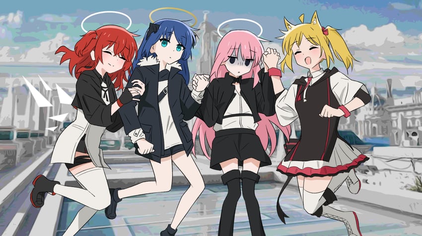 exusiai, mostima, sora, lemuen, and exusiai the new covenant (arknights and 1 more) drawn by goemjeong_jungdok_(black_addict)