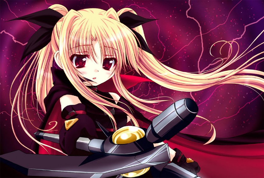 fate testarossa and bardiche (lyrical nanoha and 1 more) drawn by shaian