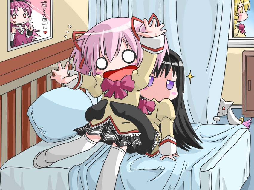 akemi homura, kaname madoka, sakura kyoko, and tomoe mami (mahou shoujo madoka magica) drawn by hohetomaru