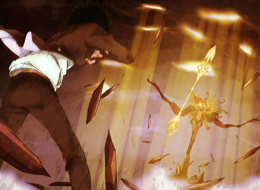 kamijou touma and othinus (toaru majutsu no index and 1 more) drawn by gazing_eye and haimura_kiyotaka