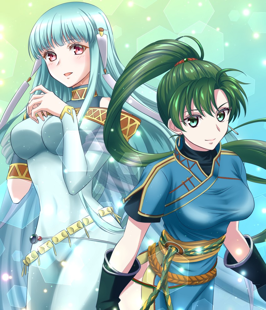 lyn and ninian (fire emblem and 1 more) drawn by kakiko210