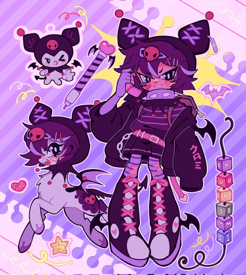 kuromi (sanrio and 3 more) drawn by jammy_(bunbunbewwii)