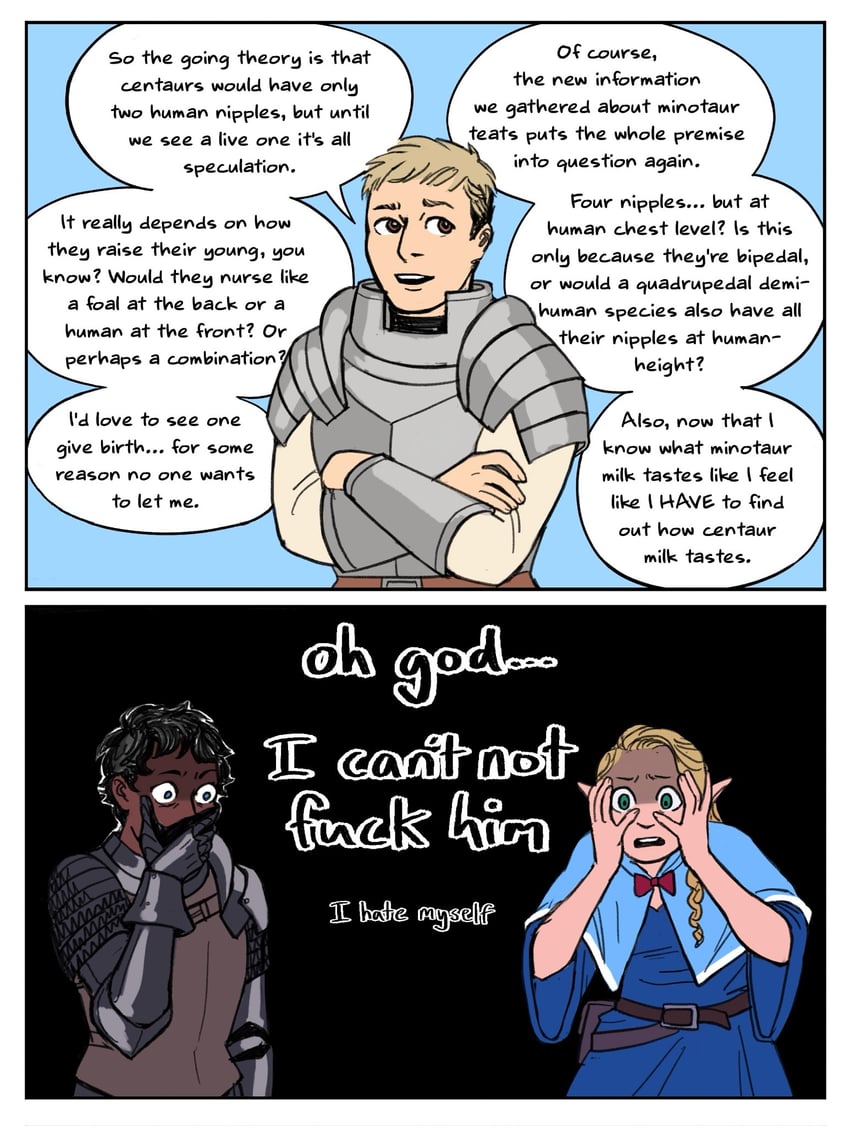 marcille donato, laios touden, and kabru (dungeon meshi and 1 more) drawn by elzarth