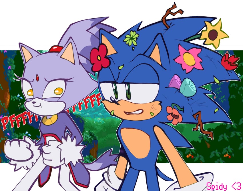sonic the hedgehog and blaze the cat (sonic and 1 more) drawn by spidercheetos