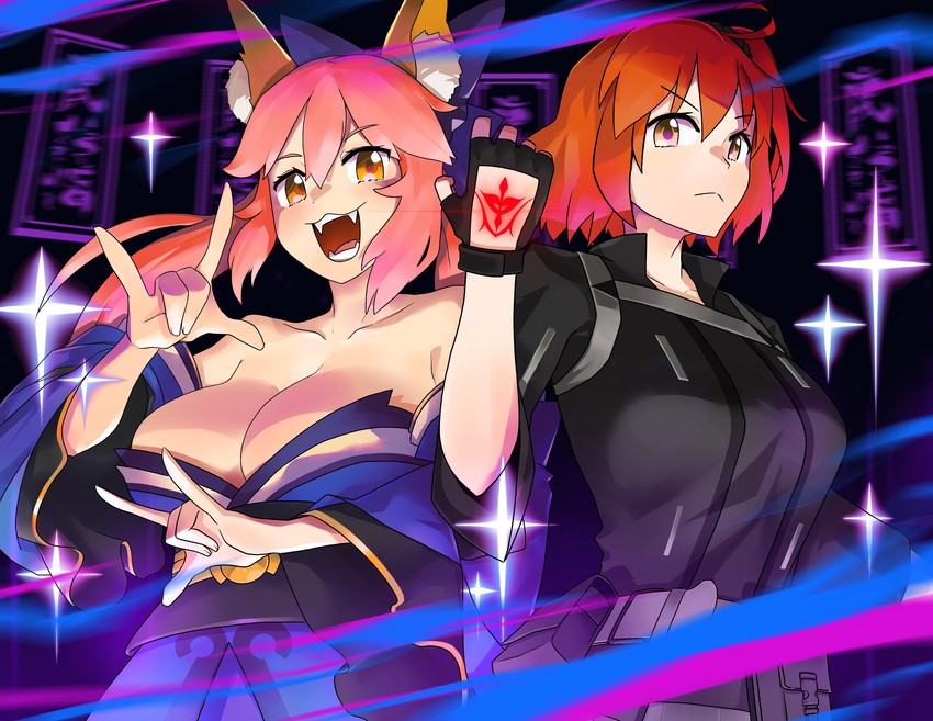 fujimaru ritsuka, tamamo, and tamamo no mae (fate and 4 more) drawn by monkey_jon