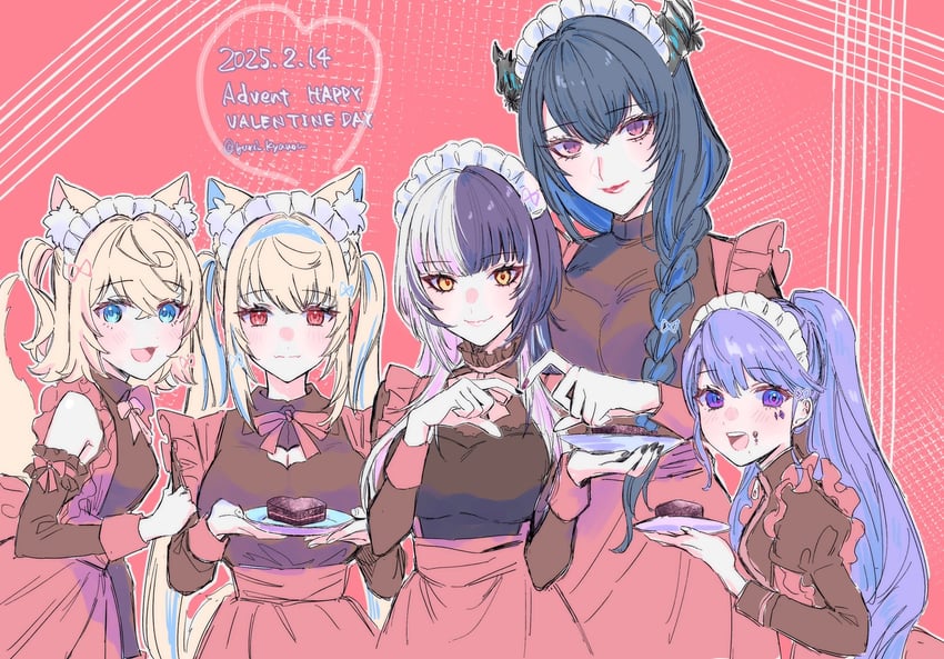 shiori novella, nerissa ravencroft, fuwawa abyssgard, mococo abyssgard, and koseki bijou (hololive and 1 more) drawn by yuri_kyanon