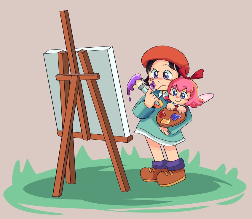 adeleine and ribbon (kirby and 1 more) drawn by martisno
