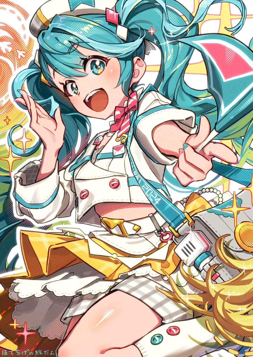 hatsune miku and magical mirai miku (vocaloid and 1 more) drawn by hotechige