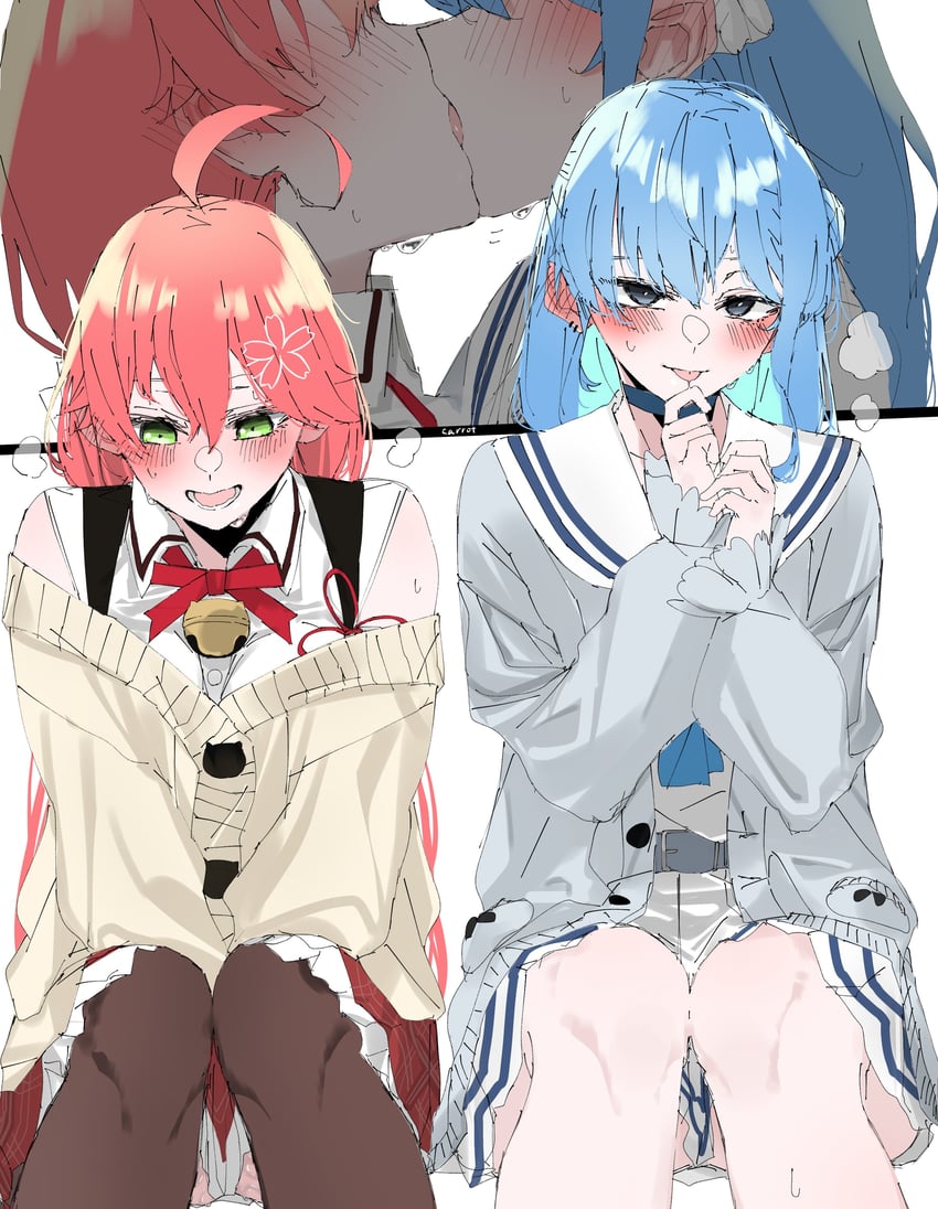hoshimachi suisei and sakura miko (hololive) drawn by carrot_011