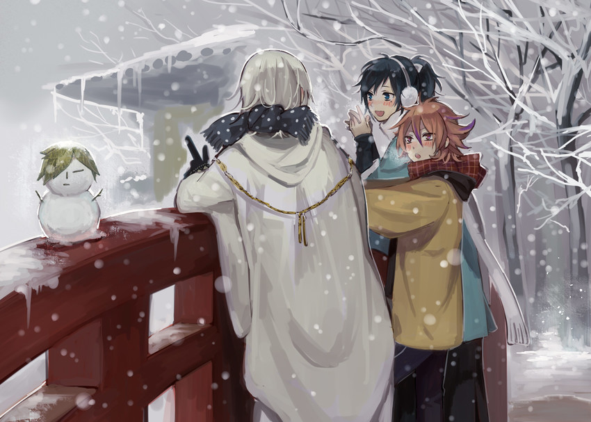 yamato-no-kami yasusada, tsurumaru kuninaga, uguisumaru, and gotou toushirou (touken ranbu) drawn by yuzudaze