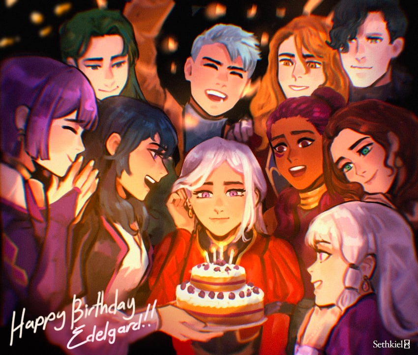 female byleth, edelgard von hresvelg, lysithea von ordelia, dorothea arnault, bernadetta von varley, and 5 more (fire emblem and 1 more) drawn by sethkiel