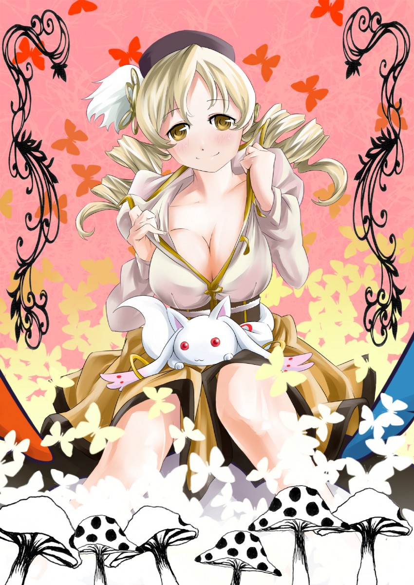 tomoe mami and kyubey (mahou shoujo madoka magica) drawn by s040784