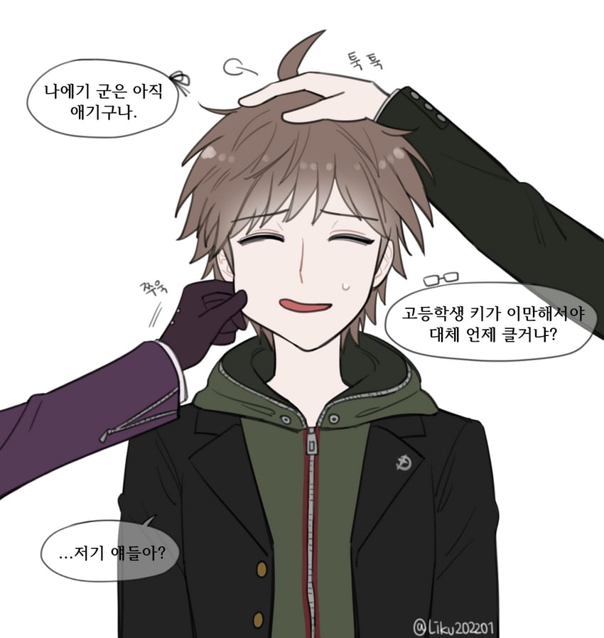 kirigiri kyoko, naegi makoto, and togami byakuya (danganronpa and 1 more) drawn by riku_(liku202201)