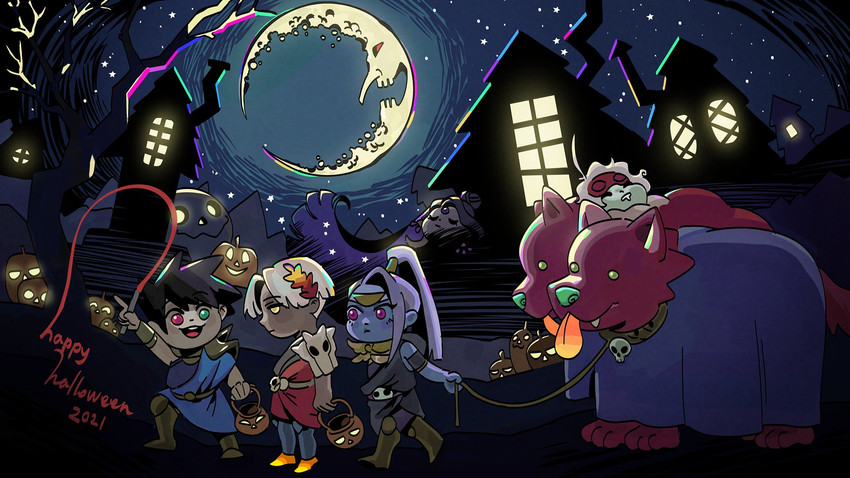 zagreus, thanatos, megaera, hypnos, nyx, and 1 more (hades and 1 more) drawn by joanne_tran