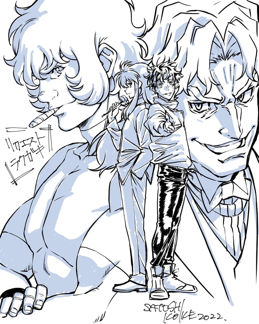 kurama, cobra, and ladd russo (yu yu hakusho and 2 more) drawn by koike_satoshi