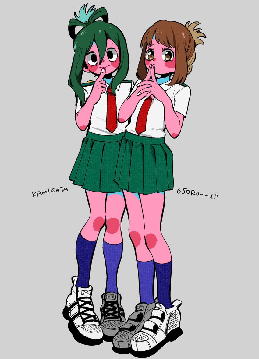 uraraka ochaco and asui tsuyu (boku no hero academia) drawn by anna_(aannnaa3)
