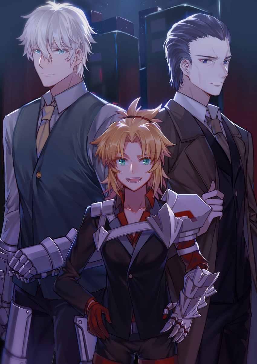mordred, gawain, and agravain (fate and 3 more) drawn by yorukun