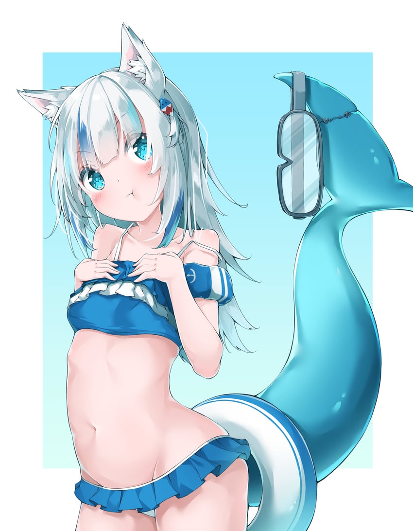 gawr gura (hololive and 1 more) drawn by ikamoworkshop