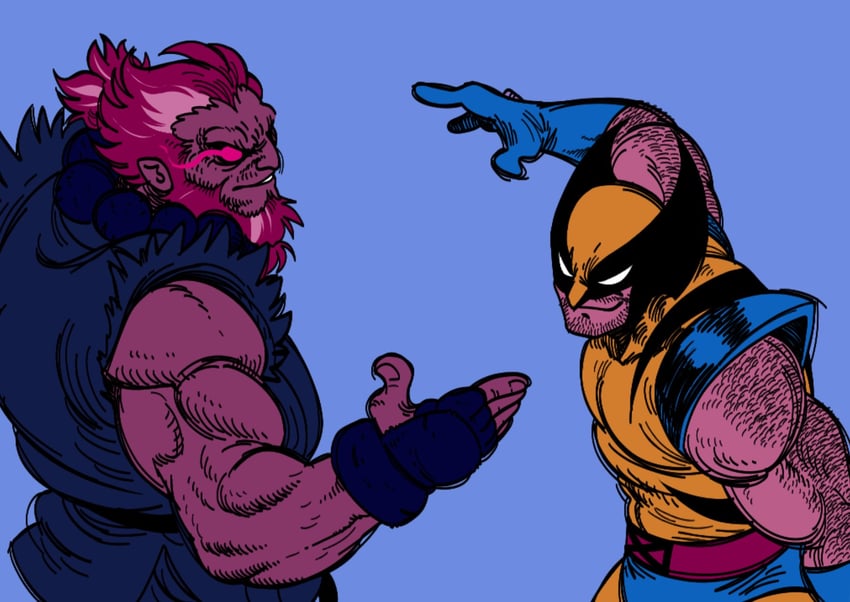 wolverine and akuma (street fighter and 5 more) drawn by yeet_sonny