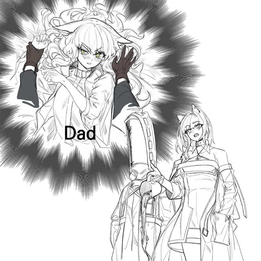 doctor, kal'tsit, vulpisfoglia, and suzuran's father (arknights) drawn by fkskii65
