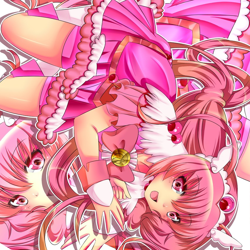hoshizora miyuki and cure happy (precure and 1 more) drawn by sousuke_(sousaku_iyoku)