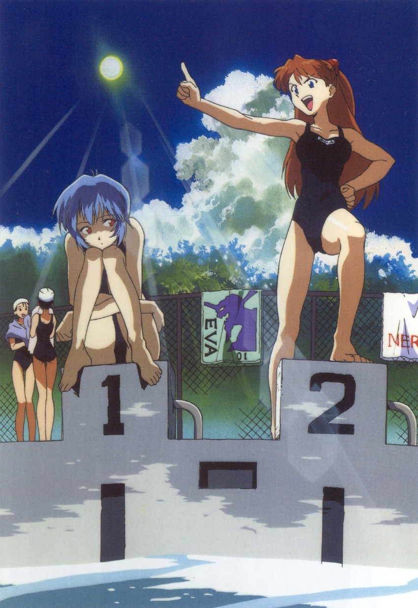souryuu asuka langley and ayanami rei (neon genesis evangelion) drawn by morioka_hideyuki