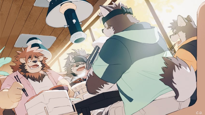 horkeu kamui, moritaka, shino, and ross lion (original and 1 more) drawn by 6xiachunqiu7