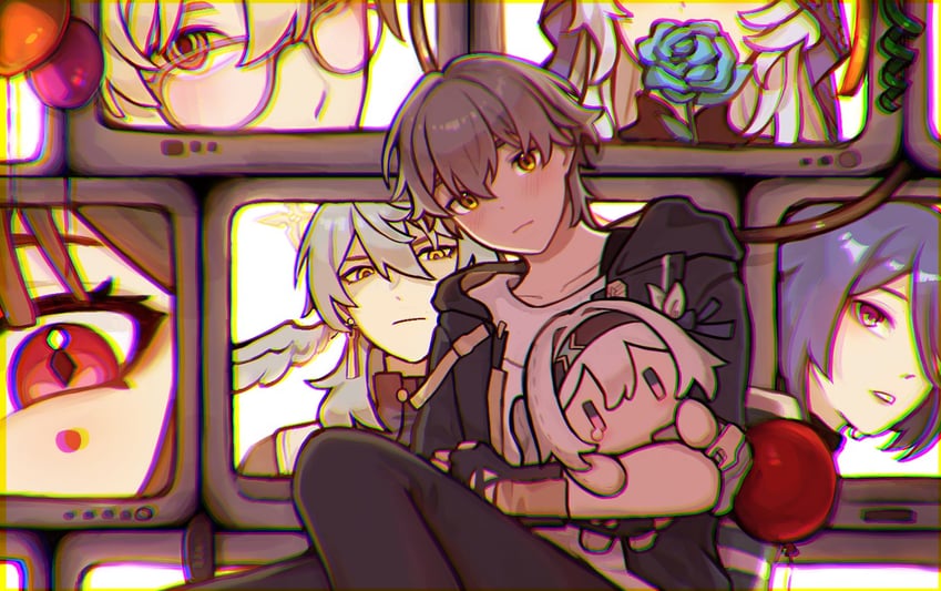trailblazer, firefly, acheron, caelus, sparkle, and 3 more (honkai and 1 more) drawn by pha18m