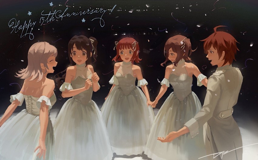 amami haruka, shimamura uzuki, sakuragi mano, kasuga mirai, and tendo teru (idolmaster and 4 more) drawn by da_tengzi