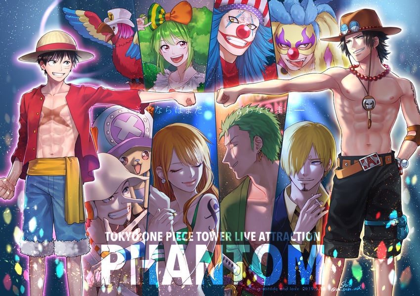 nami, monkey d. luffy, roronoa zoro, tony tony chopper, portgas d. ace, and 5 more (one piece) drawn by nakumonaga_uma