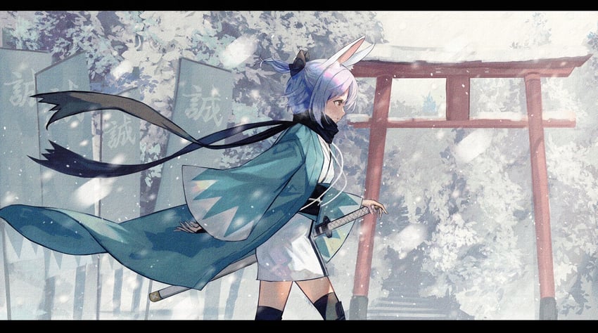 usada pekora and okita souji (fate and 2 more) drawn by xyunx