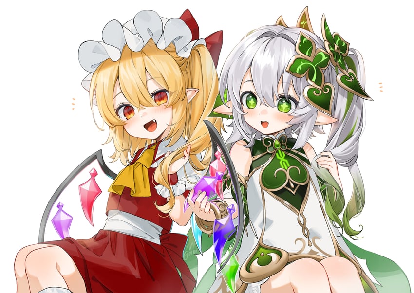 flandre scarlet and nahida (touhou and 1 more) drawn by gotoh_(nekocat)