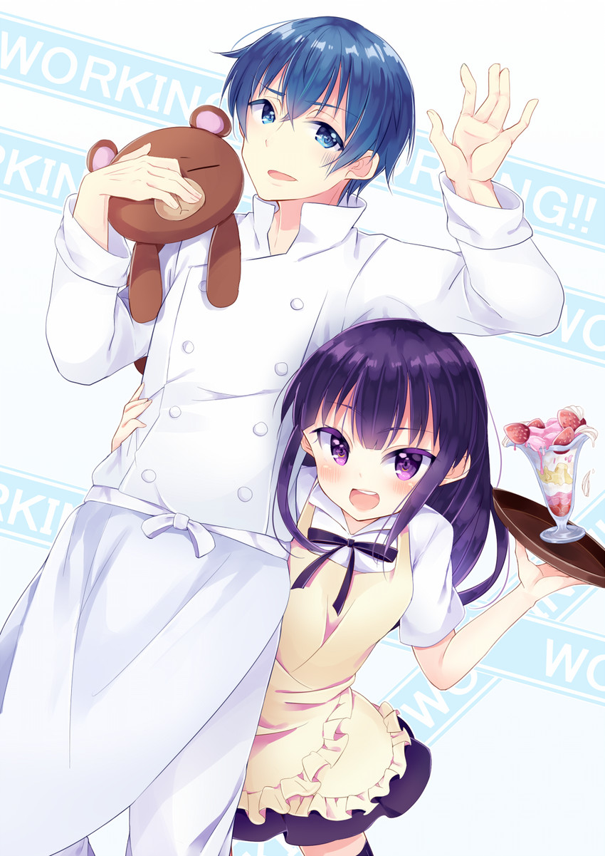 yamada aoi, souma hiroomi, and daisy (working!!) drawn by momoirone