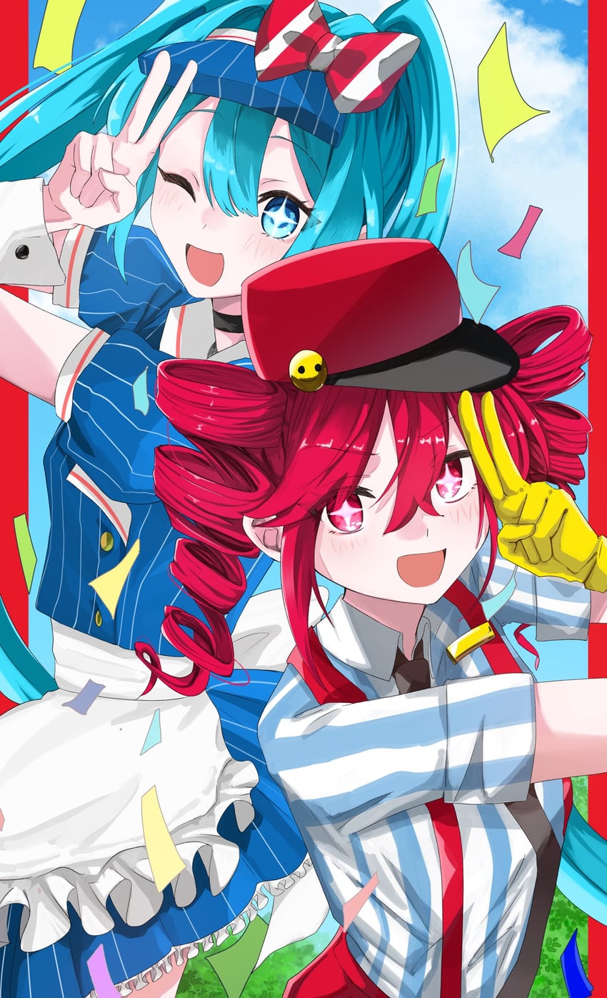 hatsune miku and kasane teto (vocaloid and 2 more) drawn by noo2g