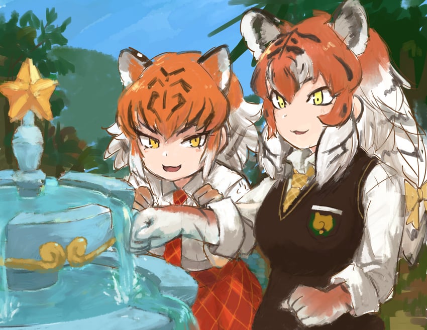 siberian tiger and tiger (kemono friends) drawn by rumenia_(ao2is)