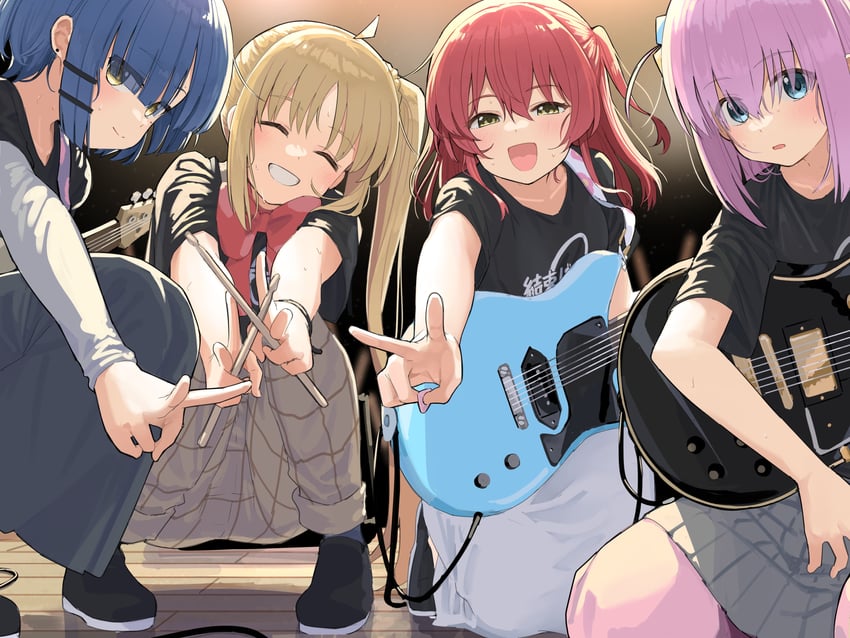 gotoh hitori, kita ikuyo, ijichi nijika, and yamada ryo (bocchi the rock!) drawn by mameroku