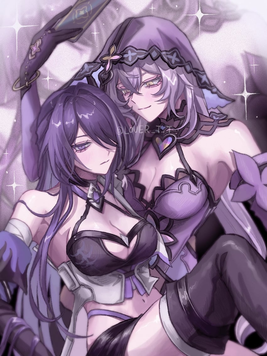 acheron and black swan (honkai and 1 more) drawn by l0ver_t_t