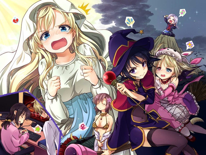 kashiwazaki sena, hasegawa kobato, mikazuki yozora, takayama maria, shiguma rika, and 2 more (boku wa tomodachi ga sukunai) drawn by ndo2