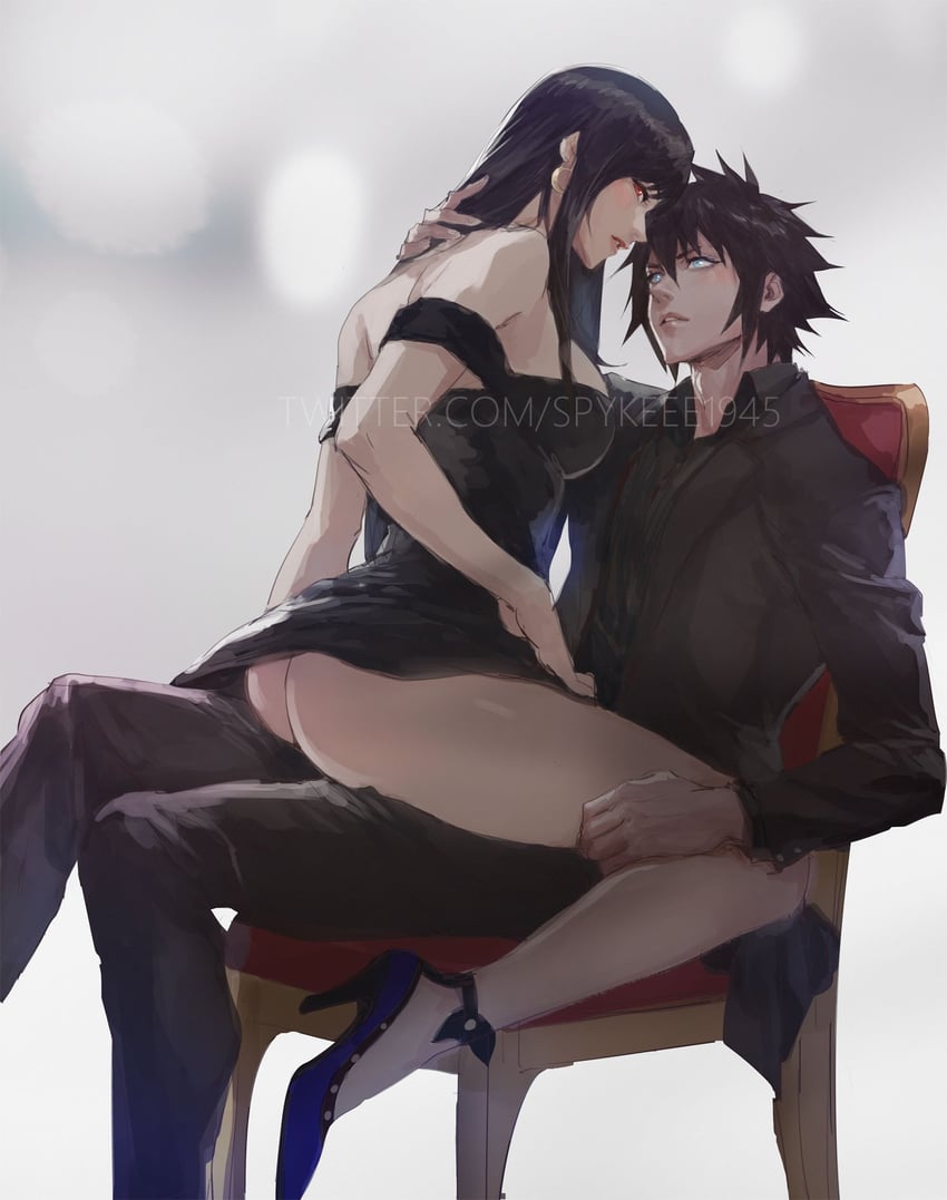 tifa lockhart and noctis lucis caelum (final fantasy and 2 more) drawn by spykeee
